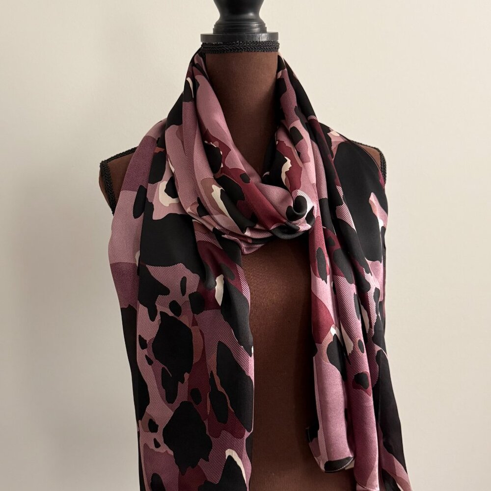Display #2 Burberry Silk Satin Animal Print Scarf - Picture 9 of 13
